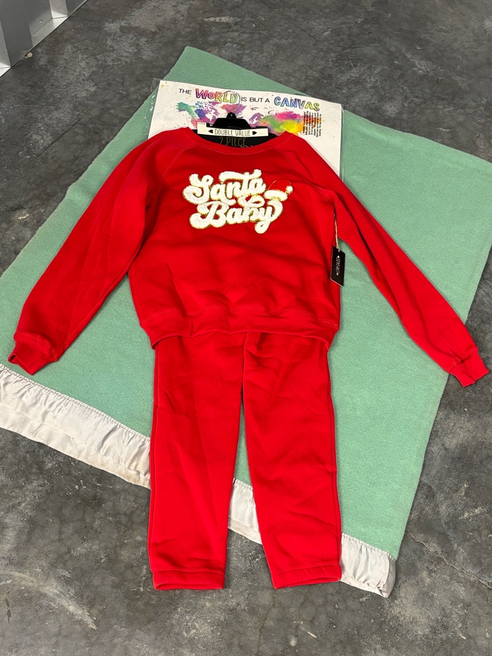 NWT Love Dazed Red "Santa Baby" Holiday 2 pc Sweatshirt & Jogger Set Women’s S
